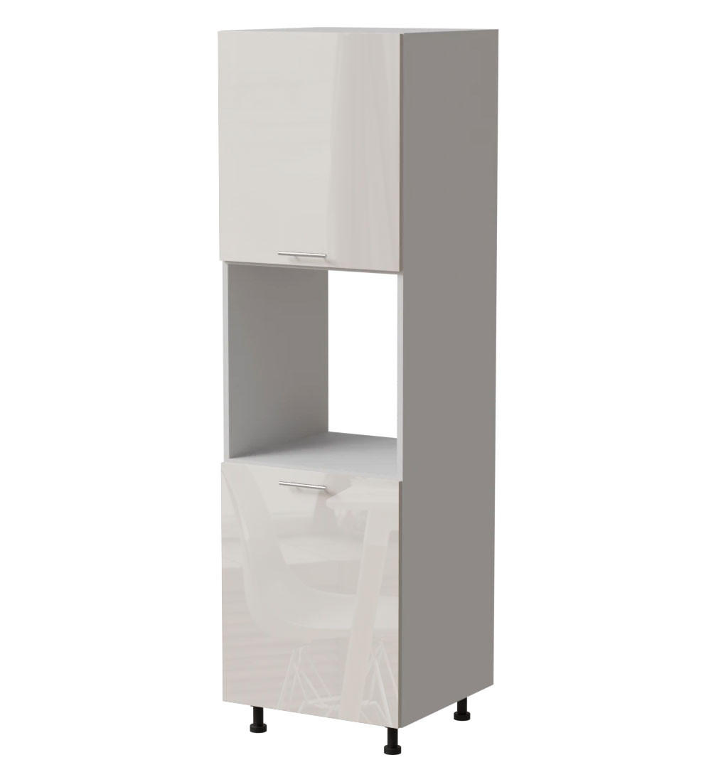 BACKOFENUMBAUSCHRANK Brerra D14/RU/2D RAL 9001 creme Hochglanz / Weiß Matt 60 / 59 / 207cm - Creme/Weiß, Holz/Holzwerkstoff (60/207/59cm) - Feldmann-Wohnen