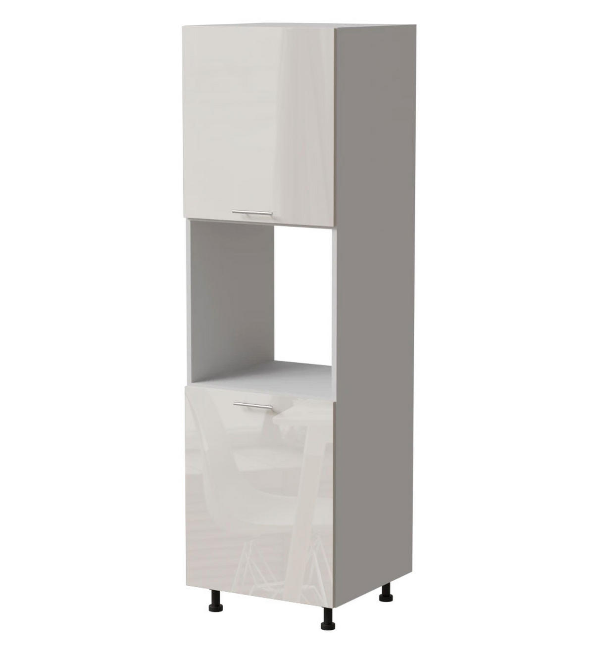 BACKOFENUMBAUSCHRANK Brerra D14/RU/2D RAL 9001 creme Hochglanz / Weiß Matt 60 / 59 / 207cm - Creme/Weiß, Holz/Holzwerkstoff (60/207/59cm) - Feldmann-Wohnen