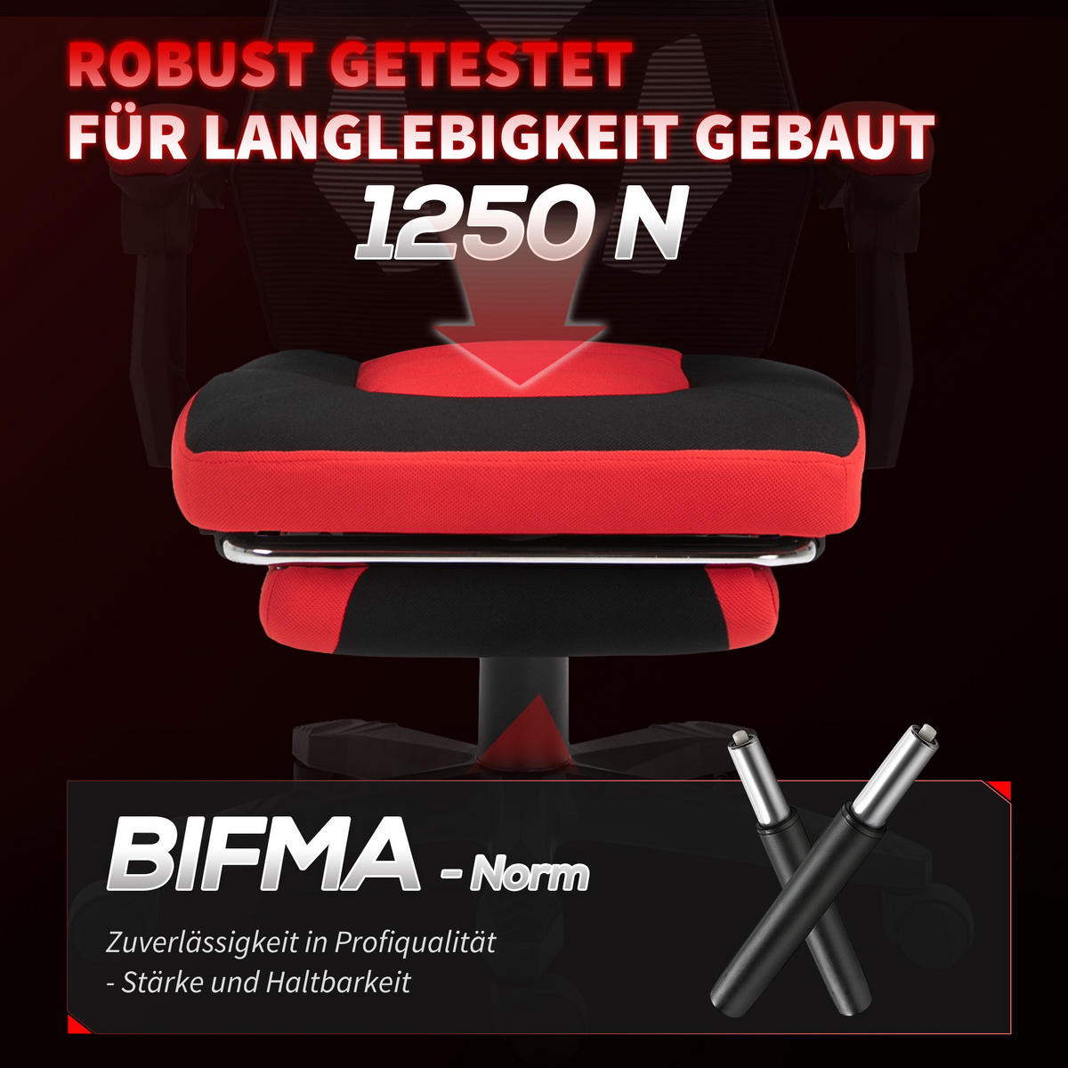 ERGONOMISCHER Bürostuhl, Schwarz+Rot - Multicolor, Kunststoff (63/122/58cm) - Vinsetto