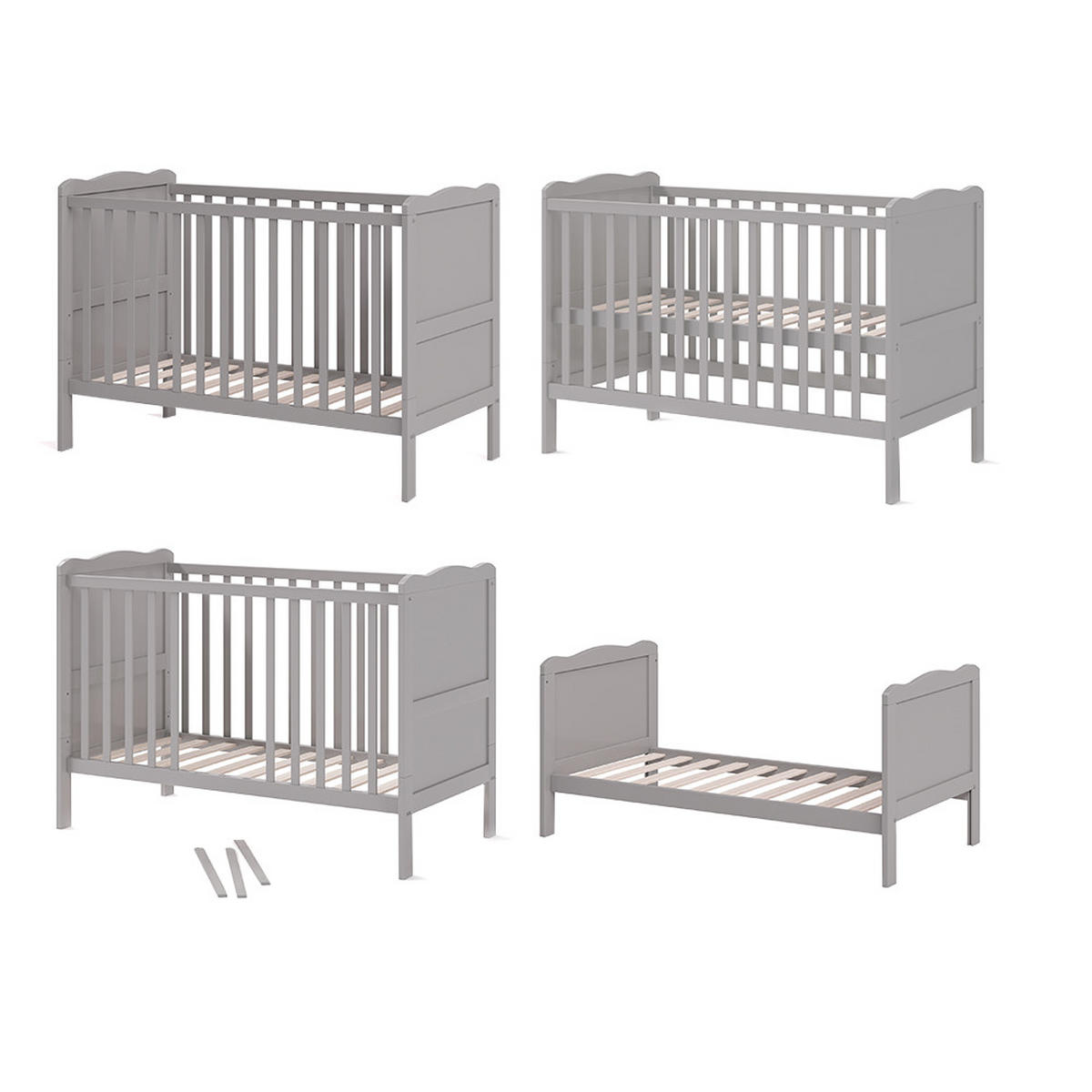 BABYBETT Tobi Grau 60x120 cm - Grau, Holz (60/120cm) - VitaliSpa