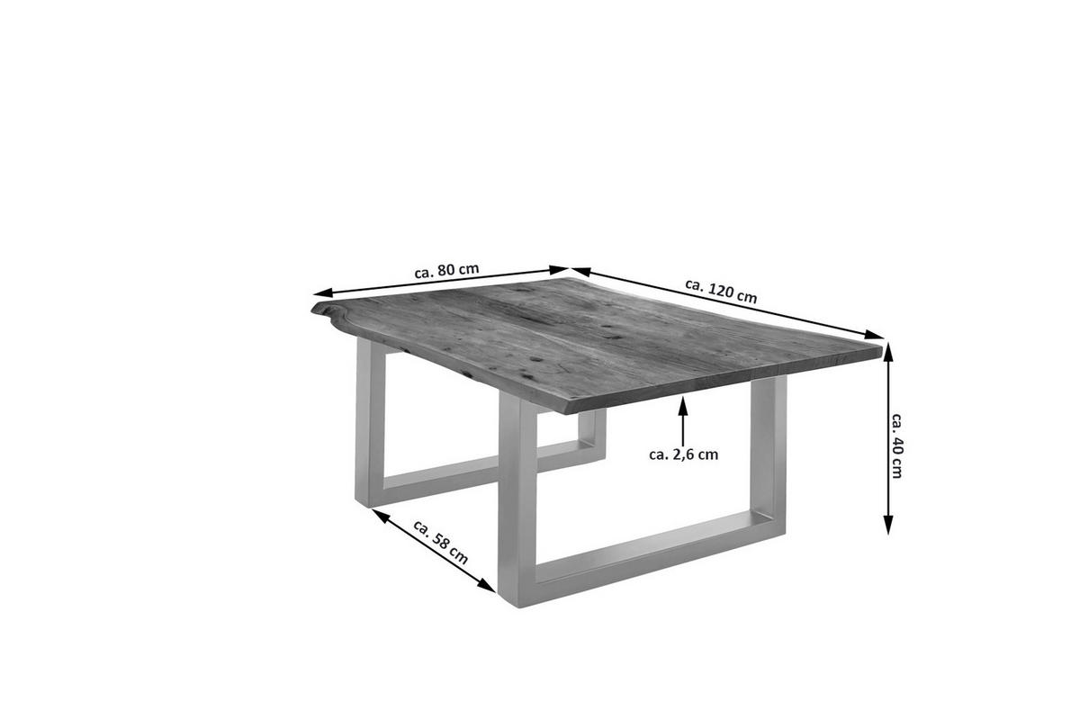 COUCHTISCH LUBIN - Silberfarben/Walnussfarben, Holz/Metall (80/120/40cm) - SAM