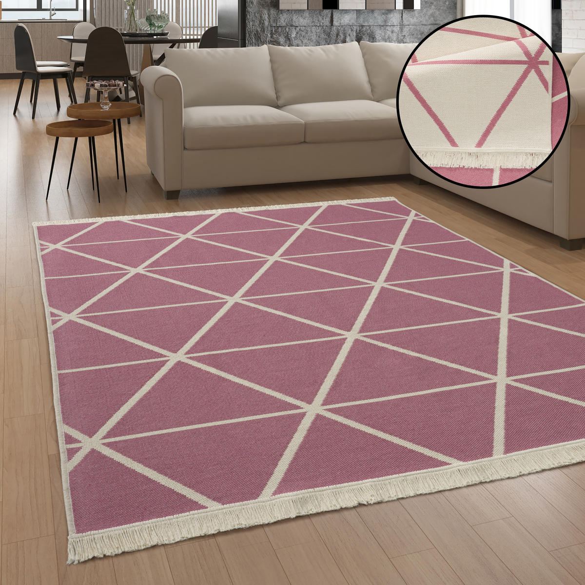KURZFLORTEPPICH 60/180 cm Skandi 146 - Pink, Textil (60/180cm) - Paco Home