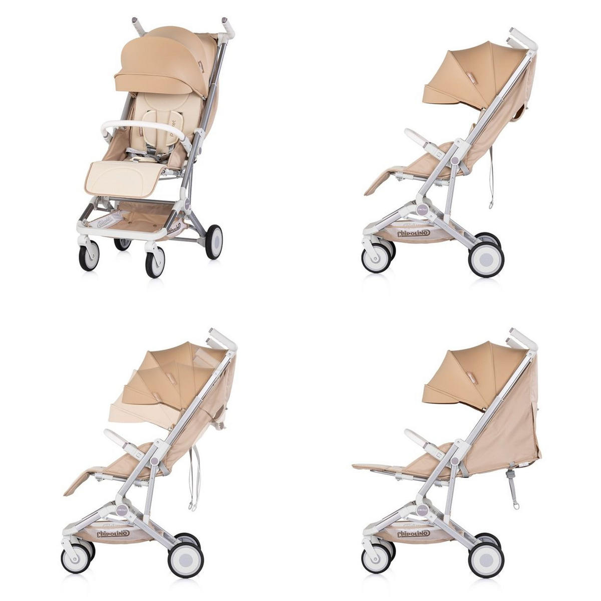 KINDERWAGEN Buggy Pocket beige klappbar Korb Frontbügel Sonnendach bis 22 kg - Beige, Metall (49/47/103cm) - Chipolino