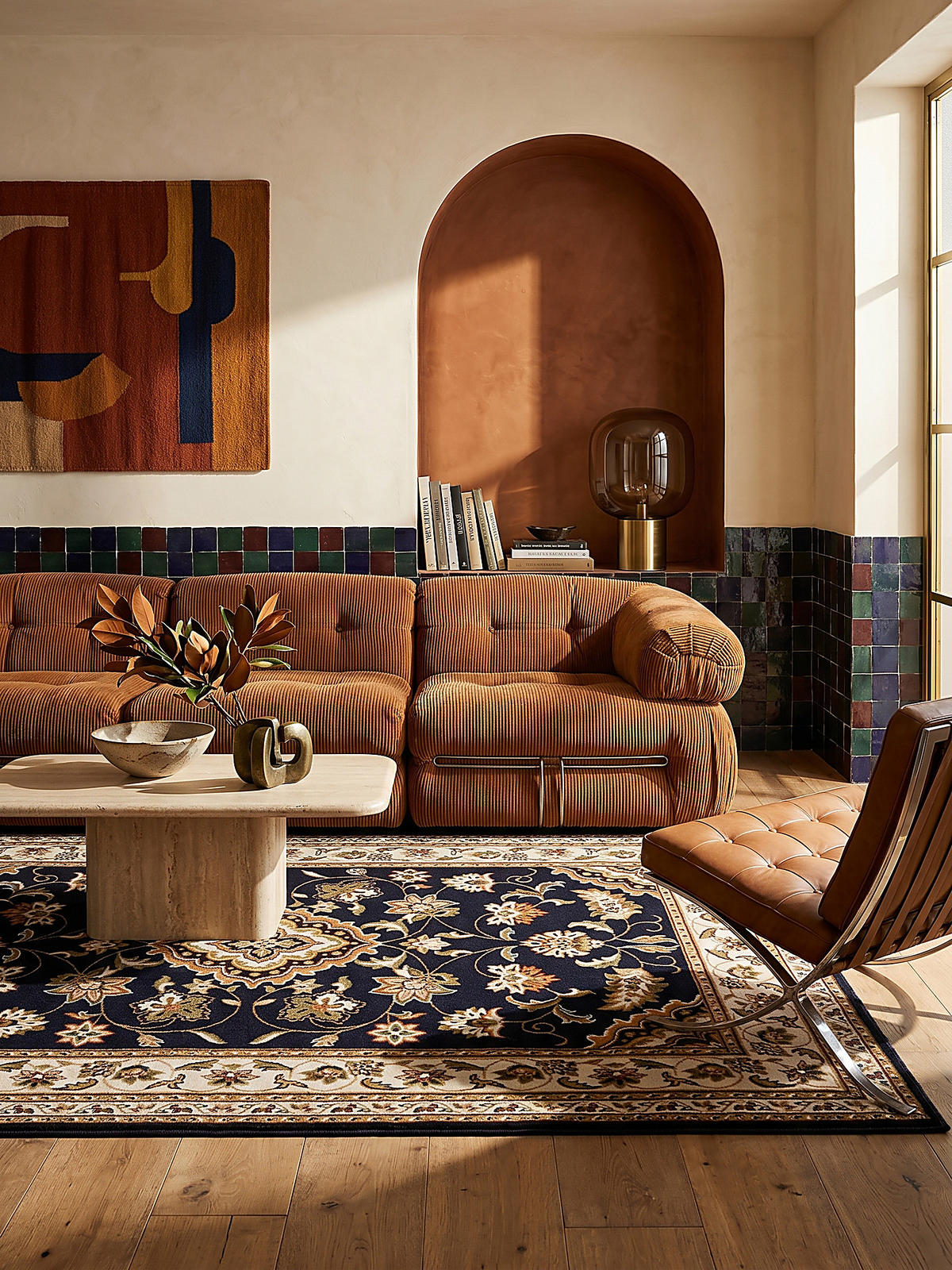 TEPPICH GLAZERT, klassisch-floral, Dunkelblau, 200 x 290 cm - Blau, Textil (200/290cm) - KADIMA DESIGN