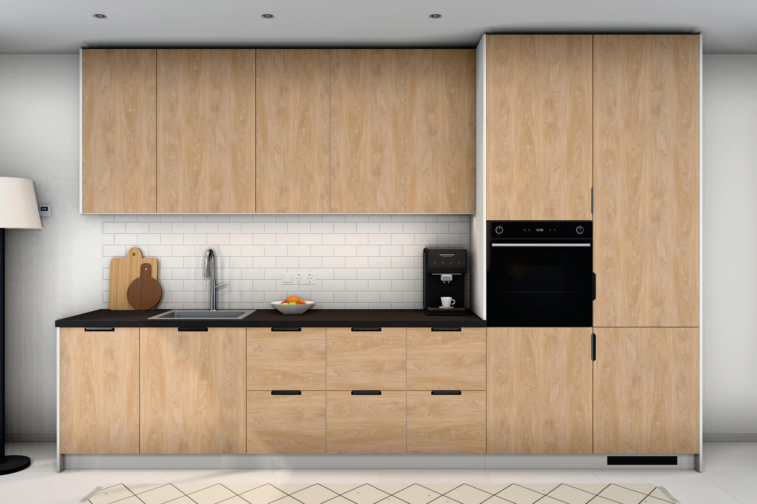 KÜCHENZEILE Sorento Sonoma Eiche & Weiß – 360 cm – KÜ-SORENTOW-002 - Sonoma Eiche, Holzwerkstoff (360/247/58cm) - ROYAL24_MARKT