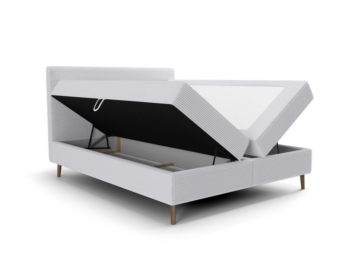 BOXBETT NARA mit Matratze H3, Bonell und Topper 140x200 POSO 110 - Hellgrau, Textil (140/200cm) - Bedante