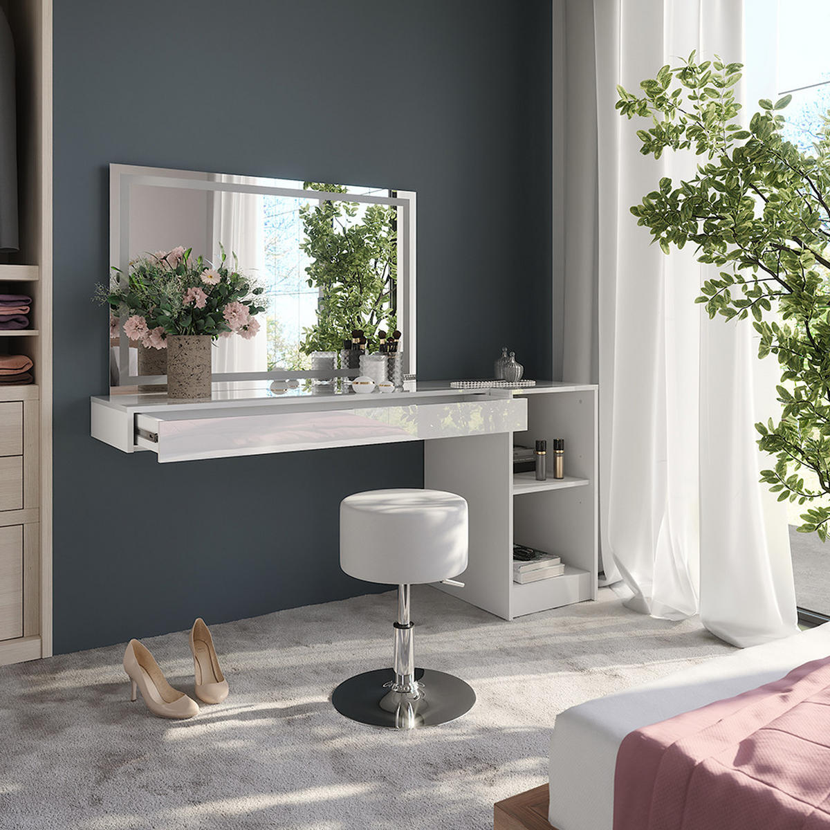 TOALETNÍ STOLEK Sherry Bílá - bílá, kompozitní dřevo (120/12/40.1cm) - Vicco