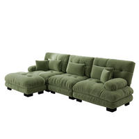ECKSOFA aus Chenille 145x313x81 cm in Grün mit passender Ottomane - Grün, Textil (145/313cm) - Modfu