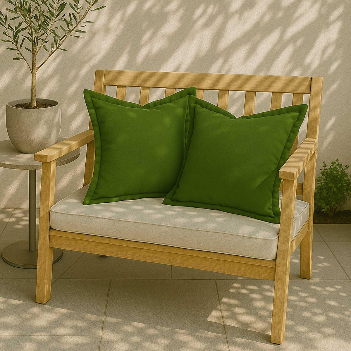 OUTDOOR-KISSEN 2er-Set grün 45/45 cm - Grün, Textil (45/45cm) - Homescapes