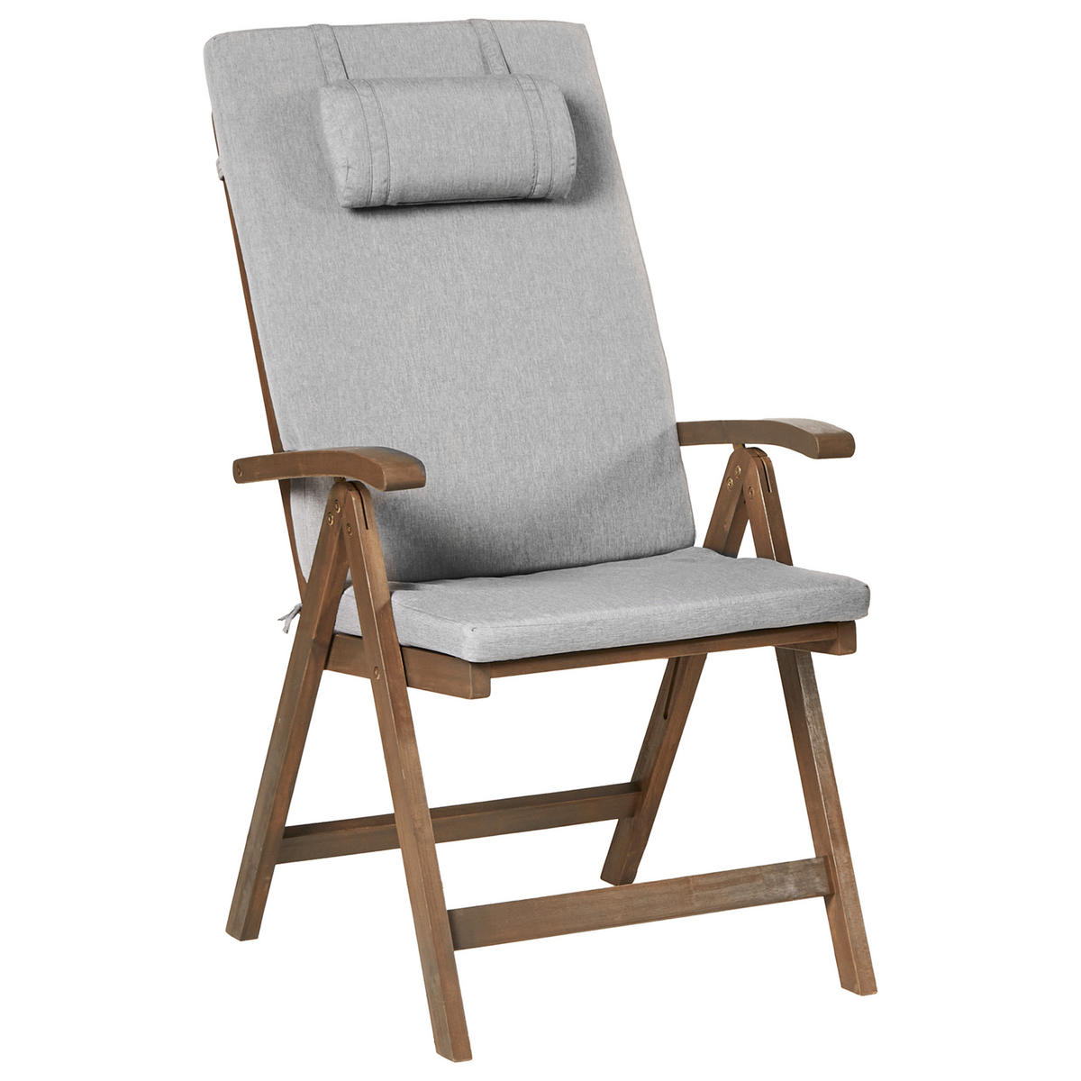 GARTENSTUHL 2er-Set Dunkelbraun/Grau Amantea Premium - Dunkelbraun/Grau, Holz (54/105/69cm) - Beliani