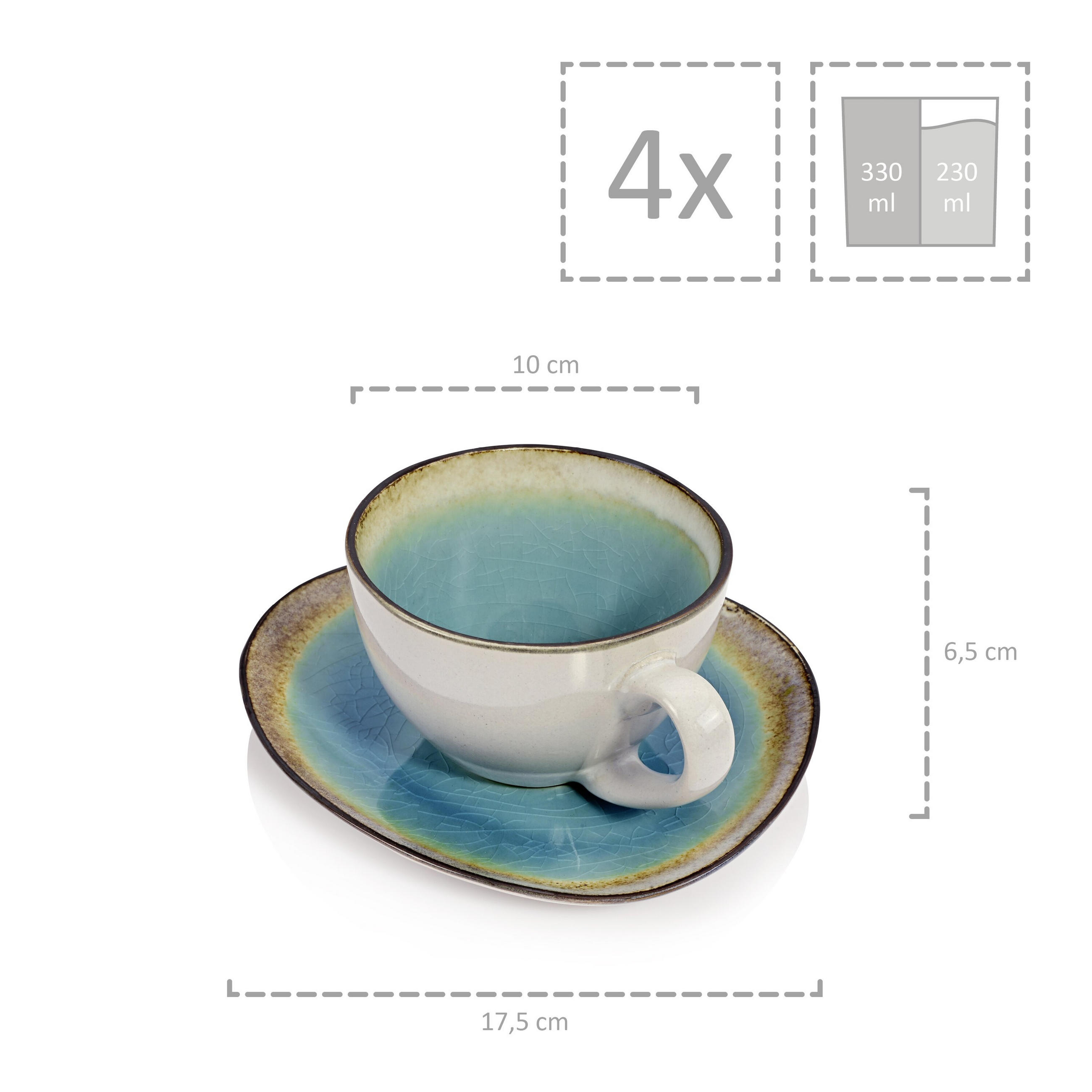 Thumbnail - Sänger Kaffeeservice, Pastellblau, Keramik, 12-teilig, 31x24x24 cm, kratzfest, Essen & Trinken, Geschirr, Geschirr-Sets,...