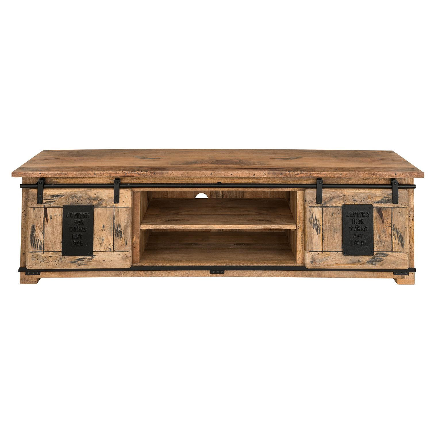bene living Tv-Couchtisch Schwarz, Braun, Natur 180x50x55 cm