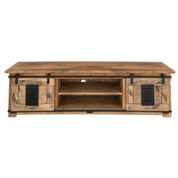 TV-COUCHTISCH Florenz Vintage - 180 cm - Mangoholz - Schwarz/Braun, Holz (180/50/55cm) - bene living