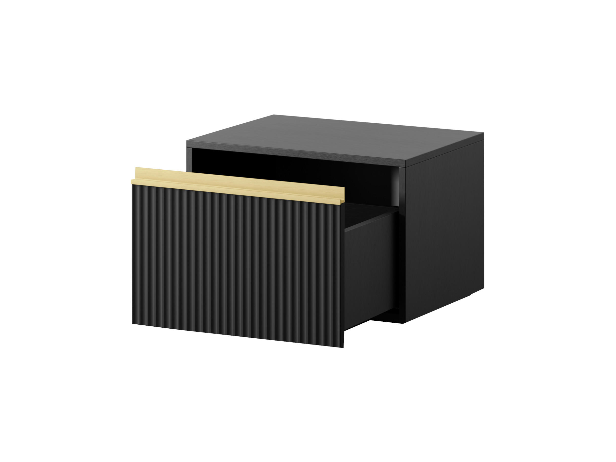 NACHTTISCH - Hängender Nachttisch Delu S54 - Schwarz - Schwarz, Holzwerkstoff (54/42/39cm) - Möblo