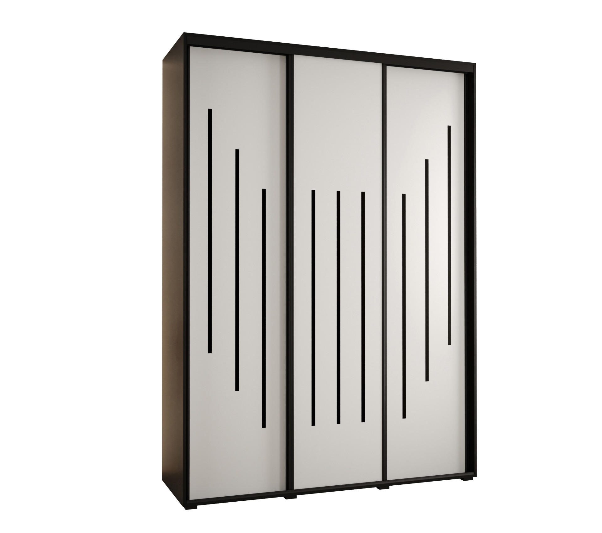 Abiks Möbel Schwebetürenschrank Schwarz, Weiß, Schwarz 170x235x60 cm