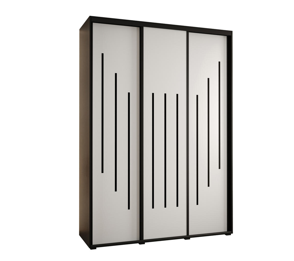 SCHWEBETÜRENSCHRANK 235,2/180/45 3-türig - Schwarz/Weiß, Holz/Metall (180/235/45cm) - Abiks Möbel