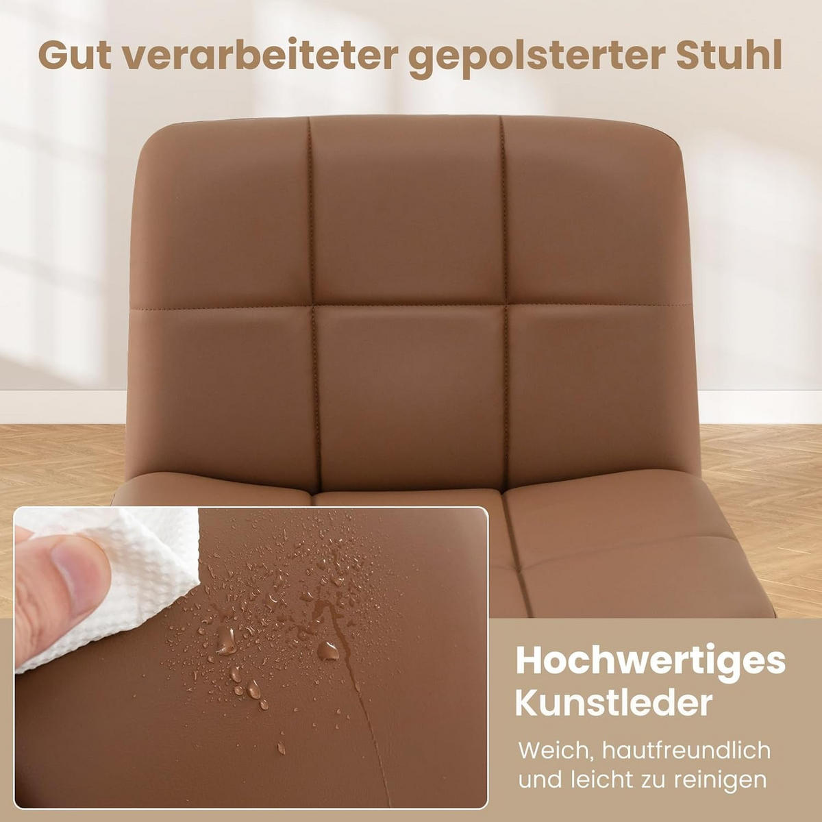 KONTORSTOL Brun - Brun, Plast (69/89/64cm) - COSTWAY