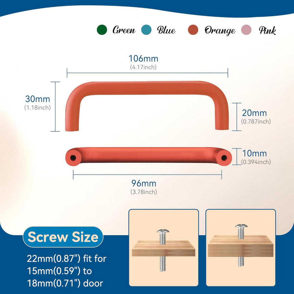 MÖBELGRIFF Orange 4er-Set 96 mm Aluminium - Orange, Metall (1/3.3/10.6cm)