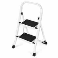 KLAPPTRITTLEITER 2 Stufen Weiß - Schwarz - Schwarz/Weiß, Kunststoff/Metall (48/81/47cm) - Mat-Haus