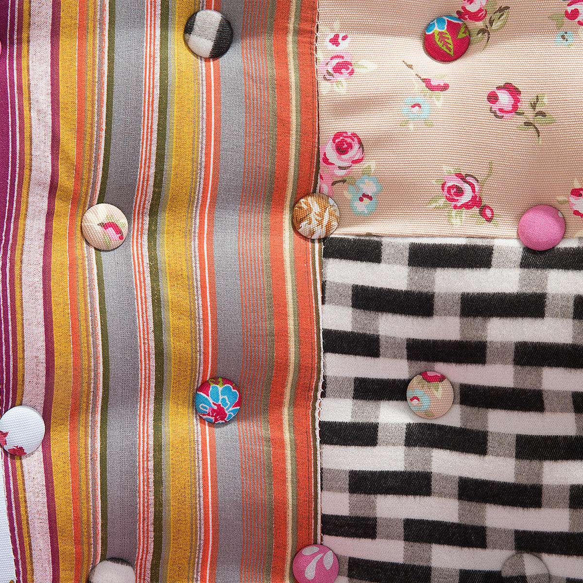 SESSEL Polsterbezug Bunt Mandal - Multicolor, Holz/Textil (59/86/57cm) - Beliani