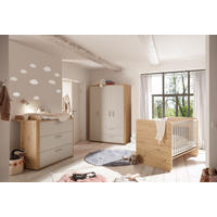 BABYZIMMER Lilly in Asteiche und Kreidegrau matt Lack 4 teilig - Grau, Holzwerkstoff (120/200/80cm)