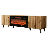 TV-ELEMENT Vamos 180 mit Kamin - Schwarz/Braun, Holzwerkstoff/Kunststoff (181/50/42cm) - MIRJAN24