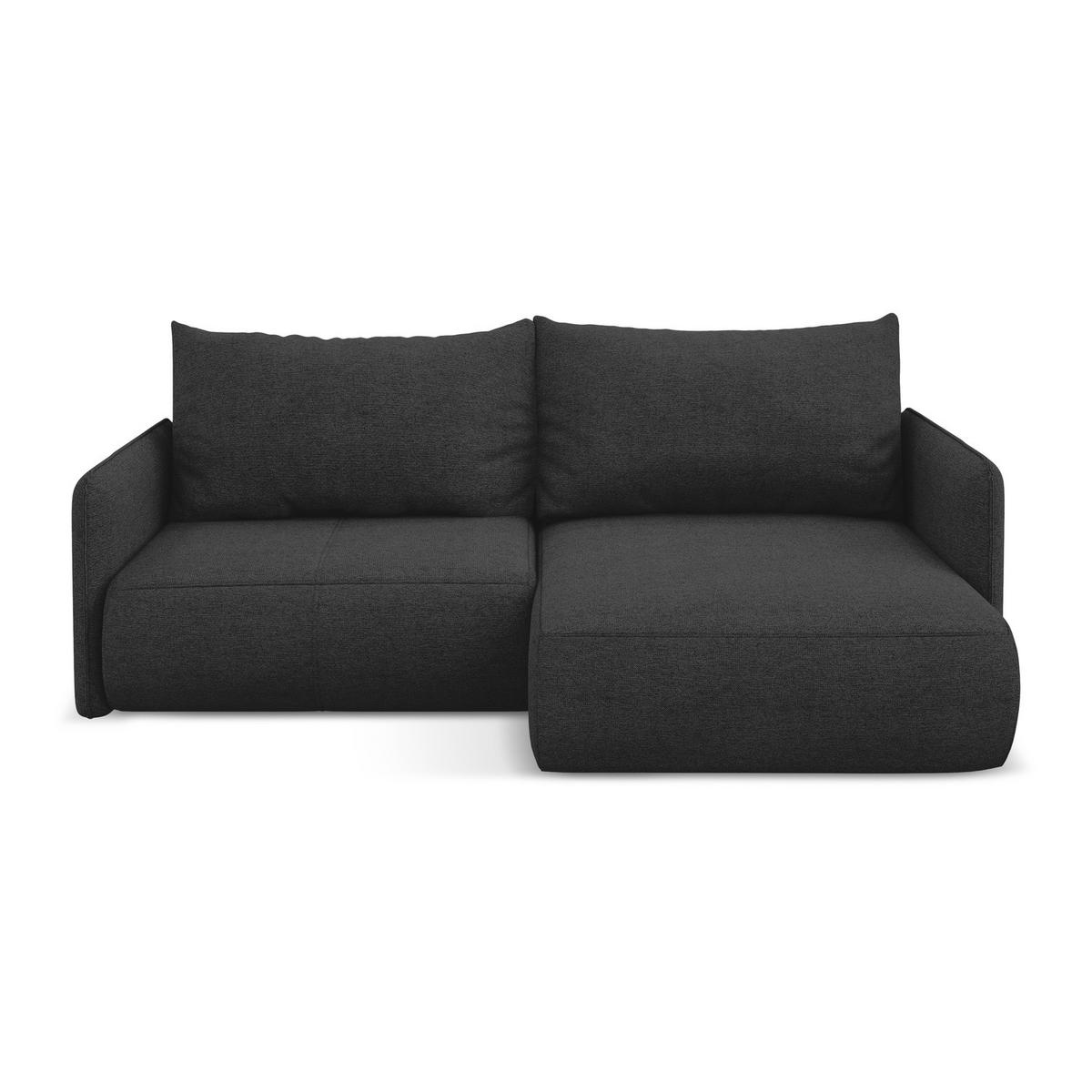 ECKSOFA mit Schlaffunktion Chenille Stoff Schwarz - Anthrazit/Schwarz, Kunststoff/Textil (207/148cm) - LaMiaSofa
