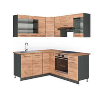 ECKKÜCHE Fame-Line Goldkraft Eiche/Anthrazit 160 x 190 cm, AP Eiche - Honigeiche/Anthrazit, Holzwerkstoff (190/81.6/60cm) - Vicco