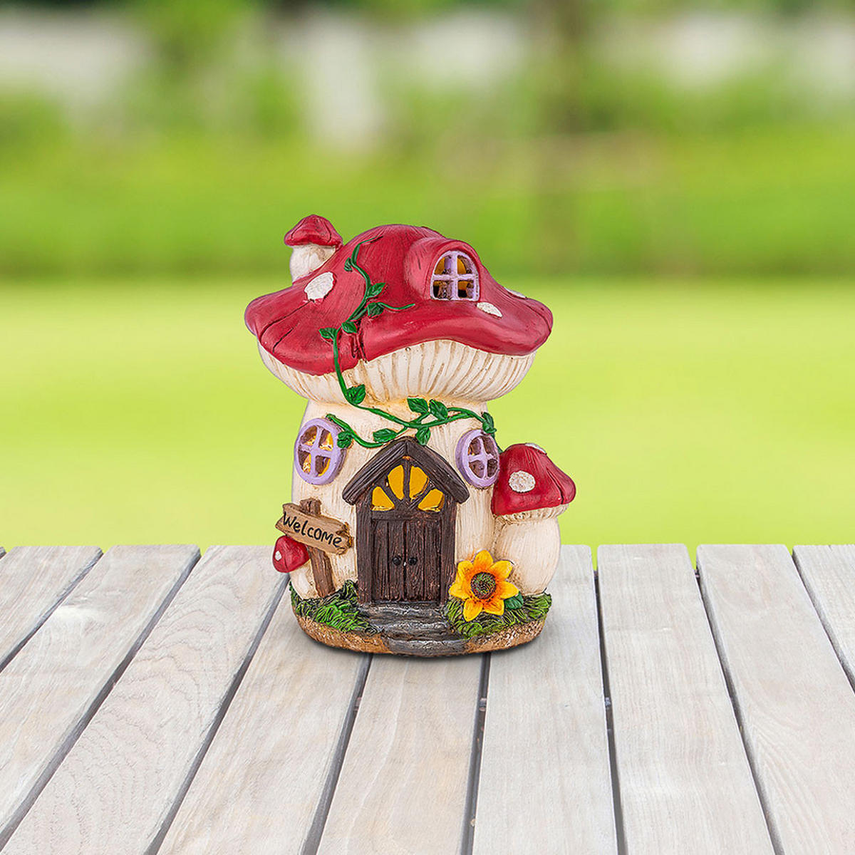 LED AUSSENLEUCHTE Haeuschen Pilz Design Bunt - Multicolor, Kunststoff (15.2/12.2/19cm) - Globo Lighting