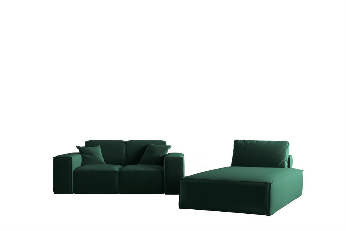 SOFA Sezlong Celes Premium 2er-set - Grün, Holzwerkstoff/Textil (110/95/194cm) - Fun Möbel