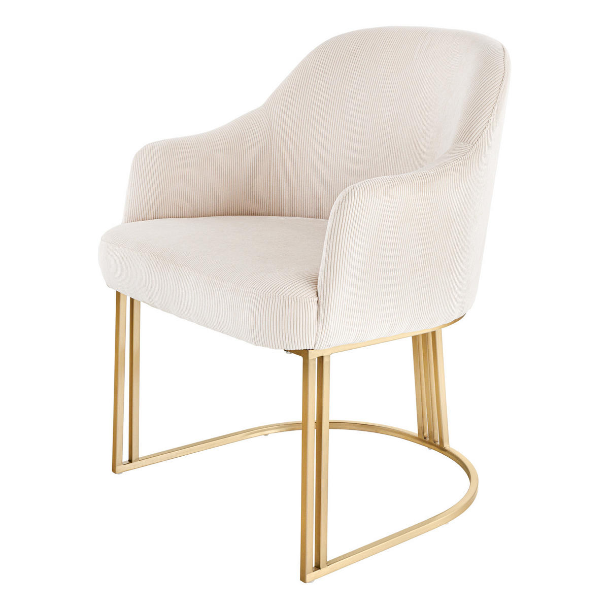 STUHL EXTRAVAGANCIA Massivholz Beige 80 cm - Beige/Goldfarben, Textil/Metall (60/81/63cm) - riess-ambiente