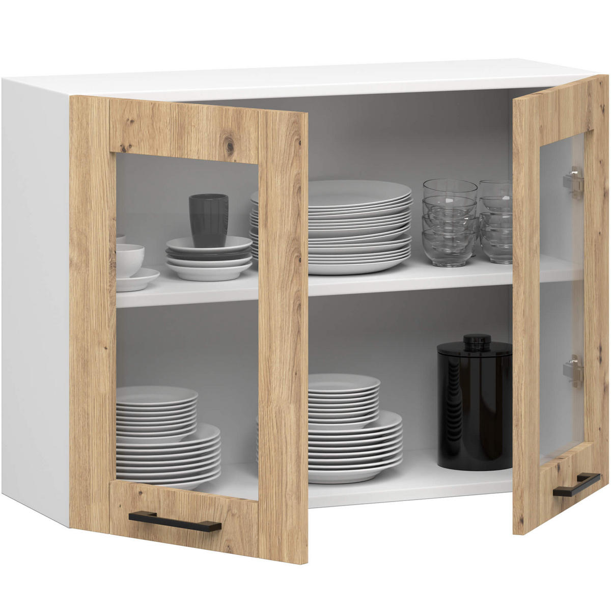 HÄNGESCHRANK Weiß, Eiche Artisan 58/80/30,5 - Weiß/Eiche Artisan, Holzwerkstoff (80/58/30cm) - RAUMHIRSCH FURNITURE