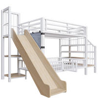 HOCHBETT 90/200 cm aus Metall/MDF mit Rutsche, Stauraumtreppe und Regalen Weiß - Weiß, Metall (90/200cm) - Modenvie