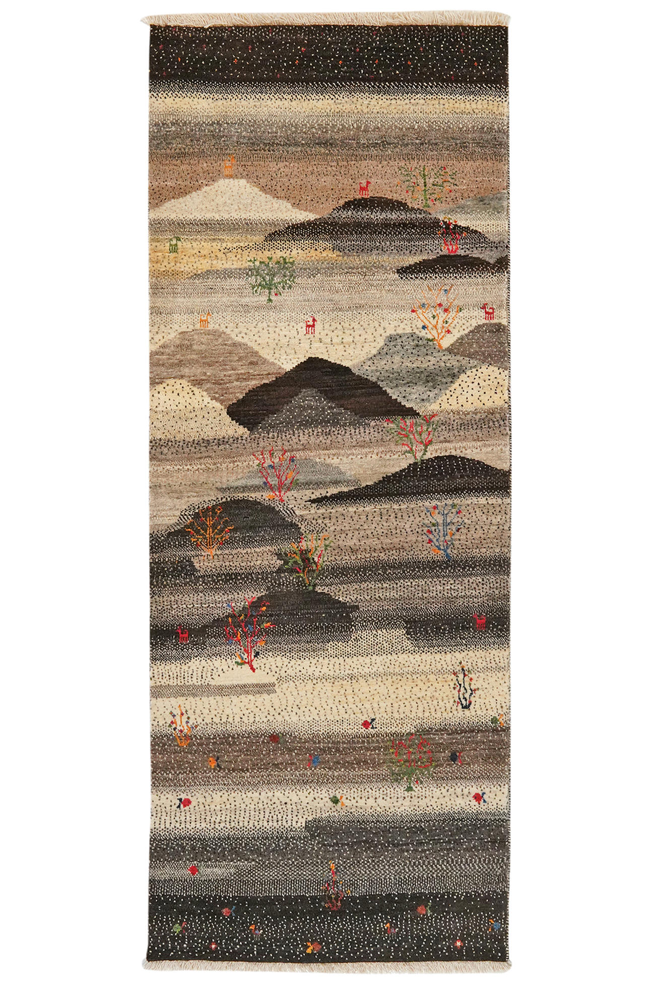 TEPPICH Rizbaf Beige 198/77 cm Schurwolle - Beige, Textil (77/198cm) - Looma
