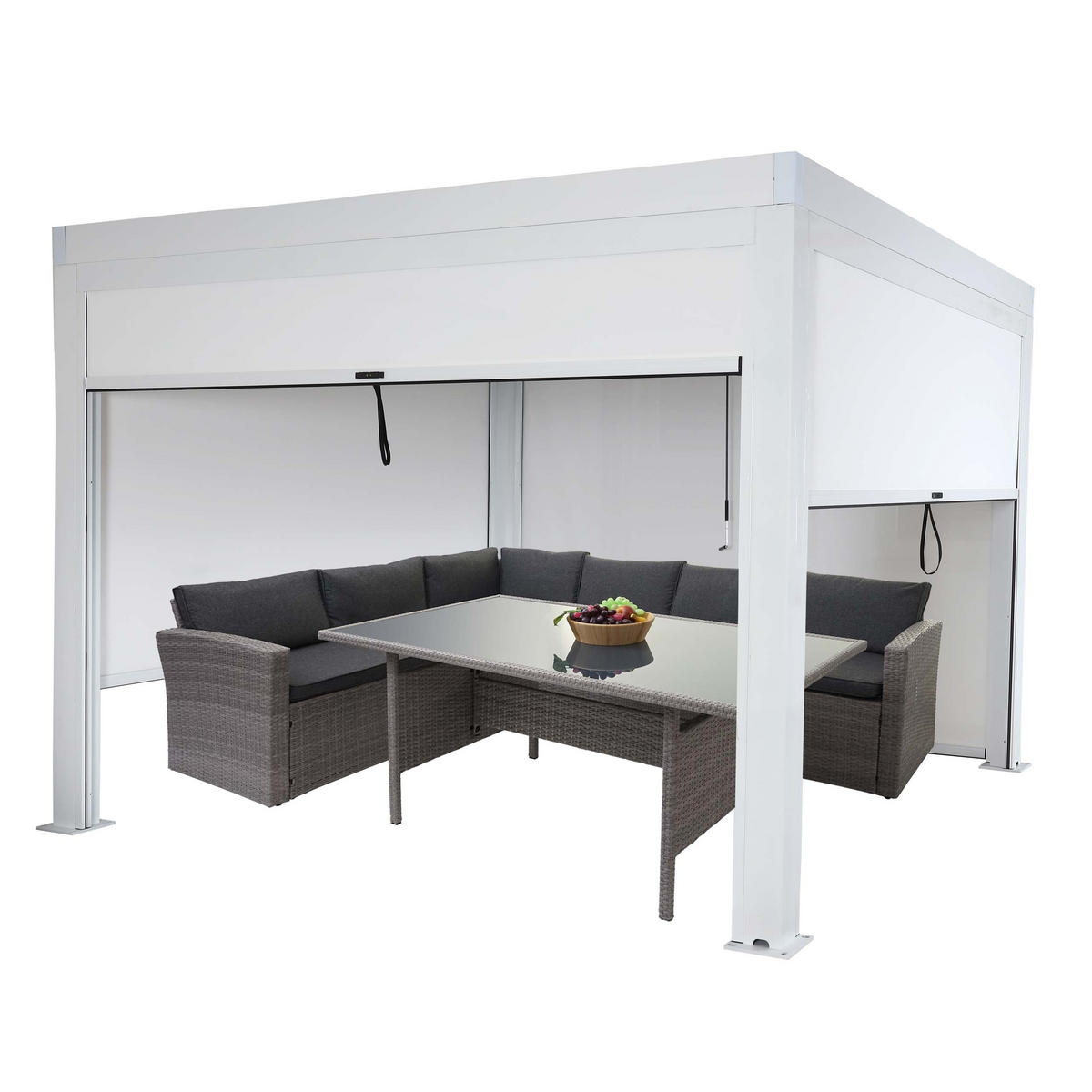 PERGOLA MIT SEITENWAND Weiß - Weiß, Metall (300/220/300cm) - MCW