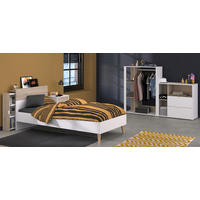 JUGENDZIMMER weiß, Eiche, Komplett-Set 5-teilig mit vielen Fächern - Eichefarben/Weiß, Holzwerkstoff (95/123/206cm) - Parisot Meuble