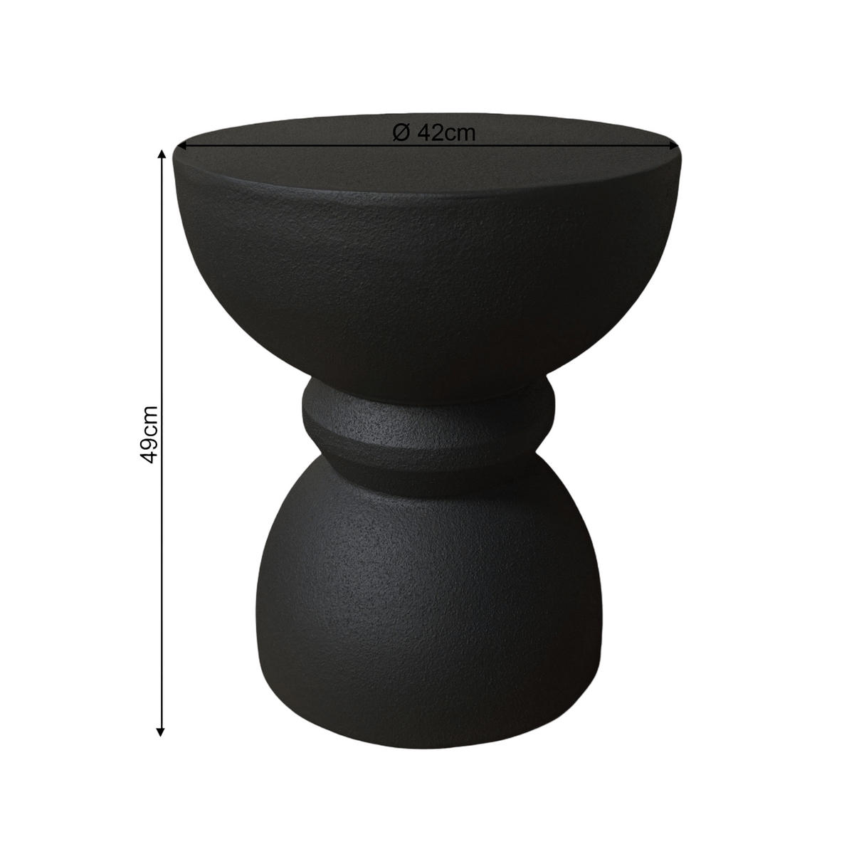 BEISTELLTISCH Schwarz 35/35/42,5 cm - Schwarz, Stein (36/36/42.5cm) - Mobili Rebecca