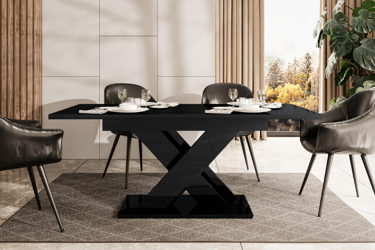 ESSTISCH ausziehbar 140 -180x80x75 cm - Schwarz Hochglanz - RONX - Schwarz Hochglanz, Holzwerkstoff (140/80/75cm) - ALTDECOR