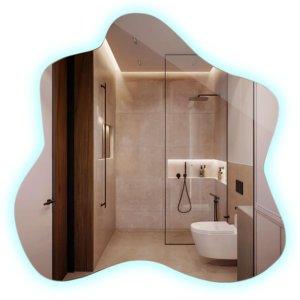 LED SPIEGEL 48,3 x 47,9 cm Unregelmäßige Form Kaltweiß 6500K - Transparent, Glas (48.3/48.3/0.4cm) - TULUP