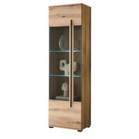 VITRINE Eiche Evoke, Vitrinenschrank 60 cm mit Beleuchtung - Eichefarben/Schwarz, Glas/Holzwerkstoff (60/200/37cm) - Furn.Design