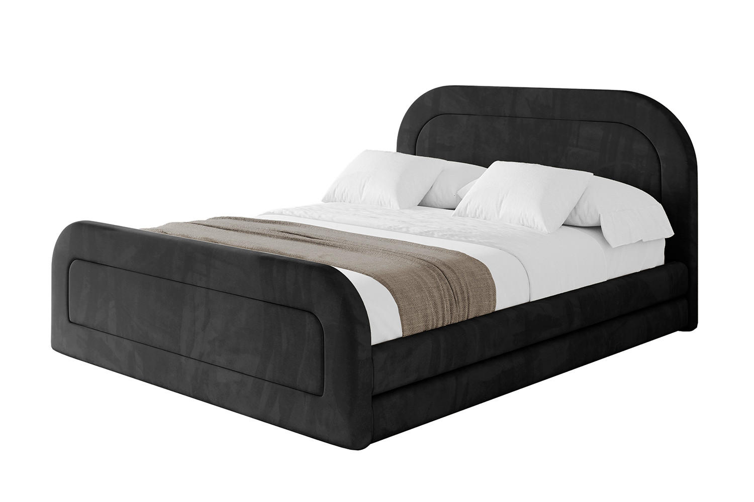 POLSTERBETT mit Bettkasten, Fußteil und Lattenrost, Boxbett mit Matratze H3/H4 - LERIS-Z 180x200 Schwarz - Schwarz, Holzwerkstoff/Textil (180/200cm) - ALTDECOR
