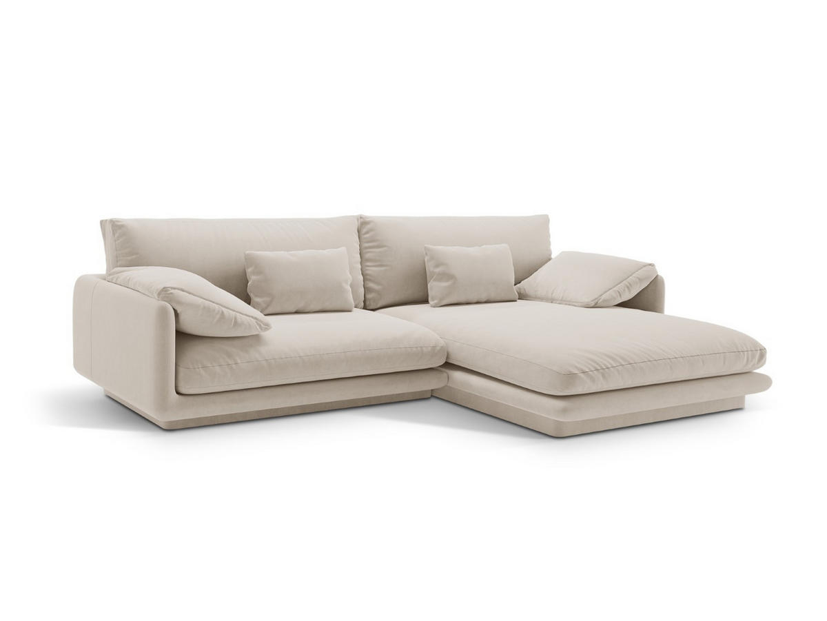 ECKSOFA rechts Torino aus Samt ecru 4 Sitzplätze - Ecru, Textil (170/250cm) - Micadoni