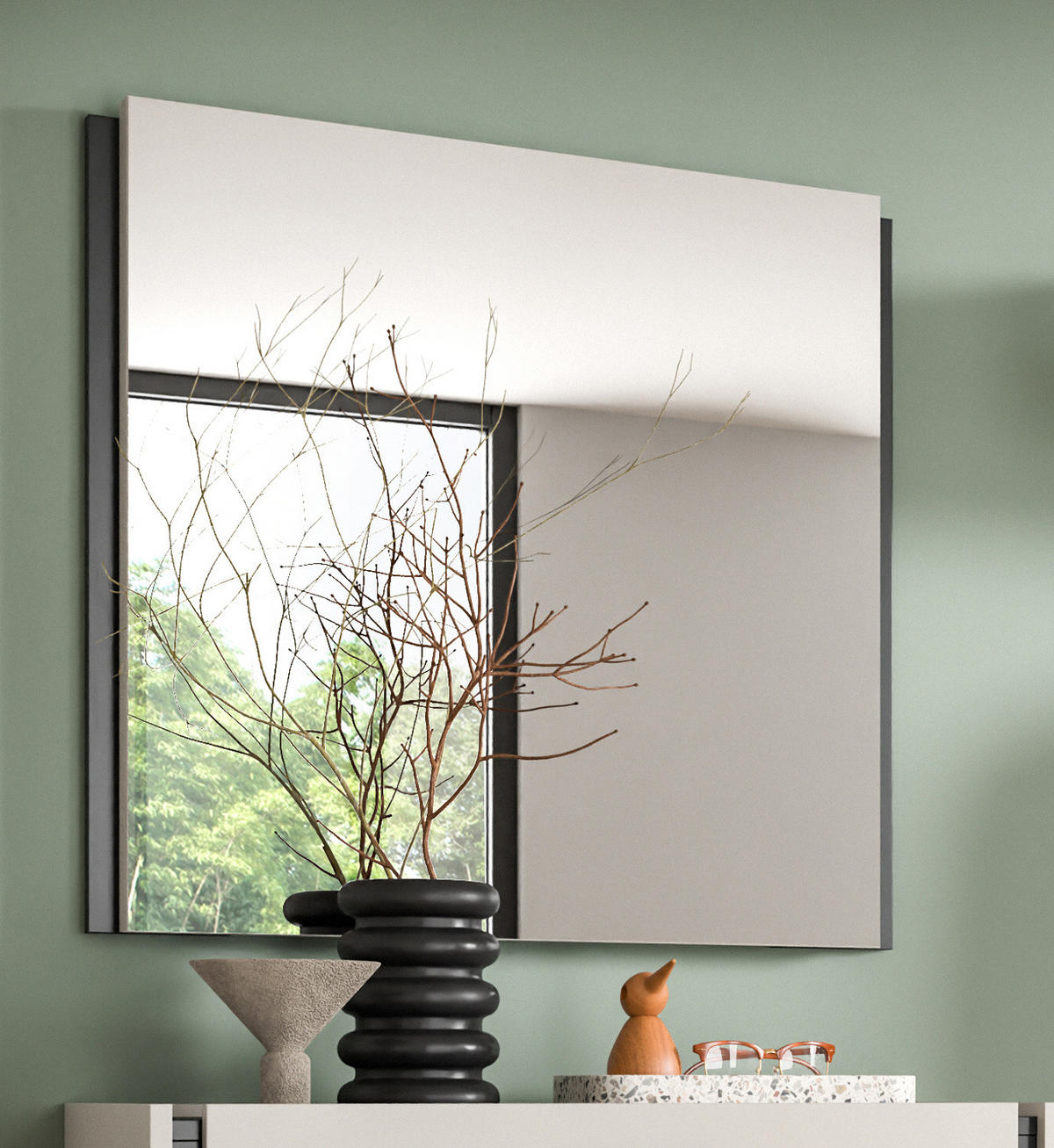 GARDEROBENSPIEGEL Kaschmir, Wandspiegel 72 x 70 cm - Kaschmir/Schwarz, Glas/Holzwerkstoff (72/70/5cm) - Inn.Furn