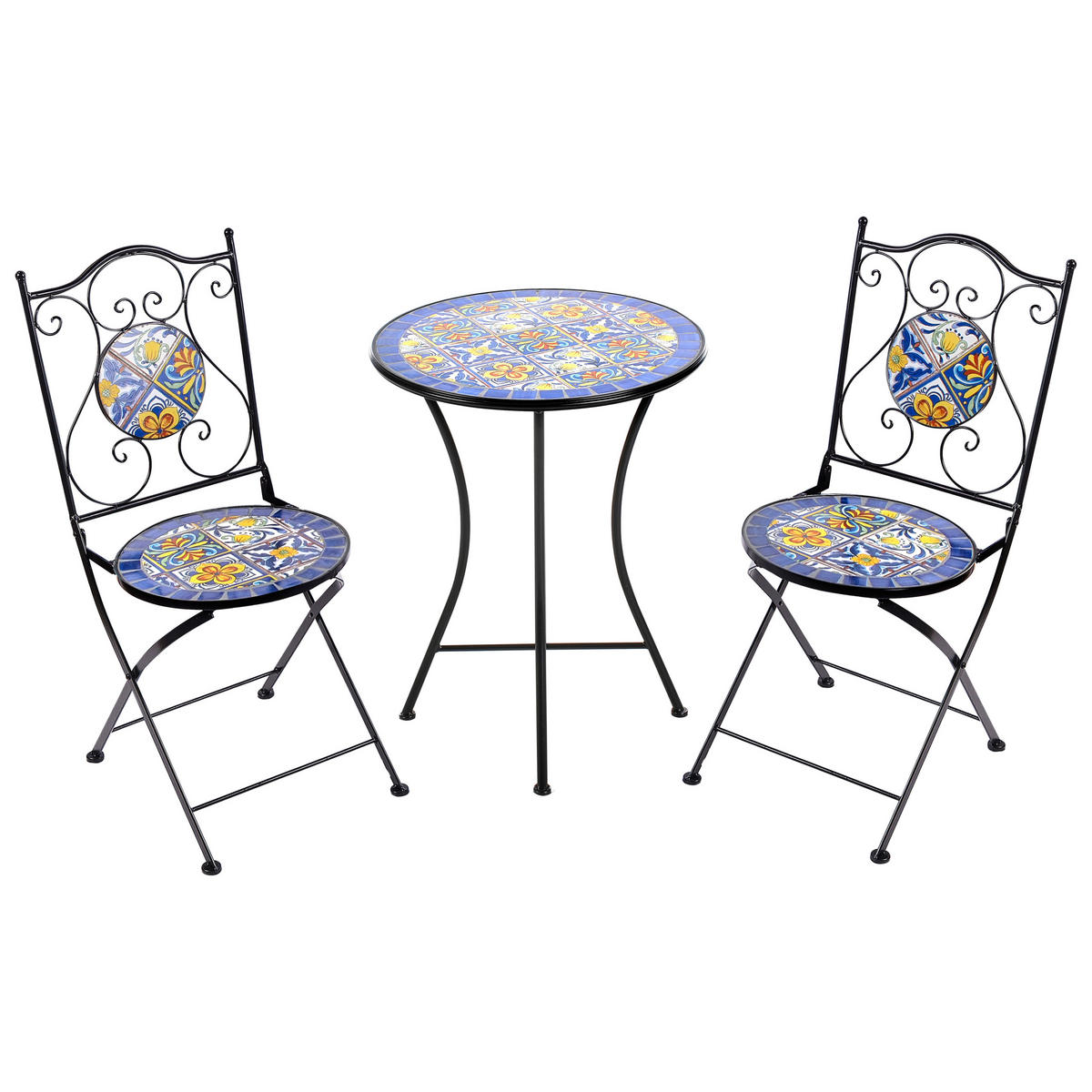 BISTRO-SET Schwarz Coriano - Blau/Schwarz, Metall - Beliani
