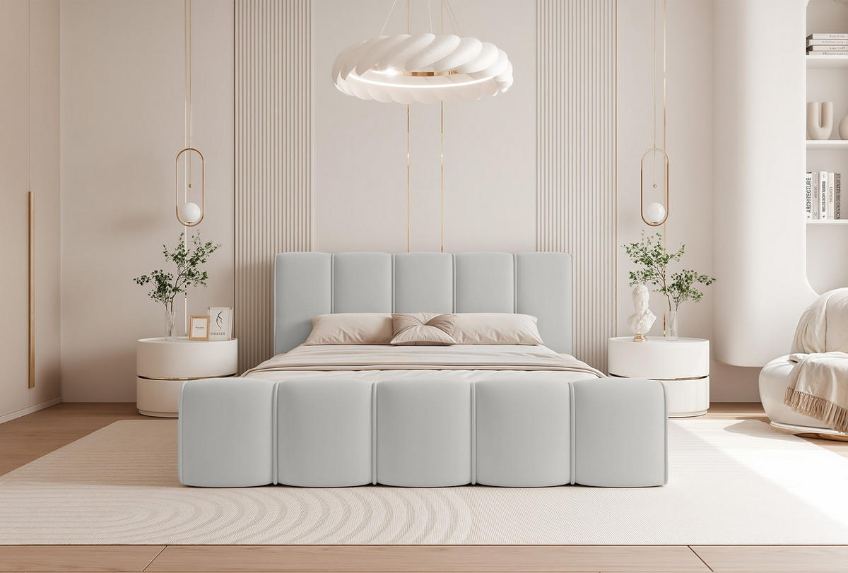 POLSTERBETT LLALO 200x200 cm, Hellgrau - Hellgrau, Textil (200/200cm) - Fedve