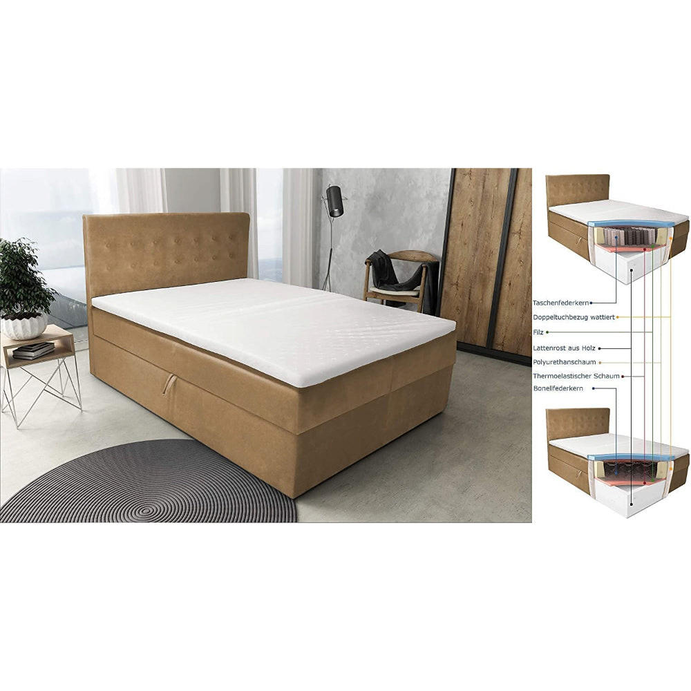 BOXBETT S Deluxe mit 7 Zonen Taschenfedermatratze 4 Größen 10 Farben - Grau, Holz/Holzwerkstoff (200/200cm) - Best For Home