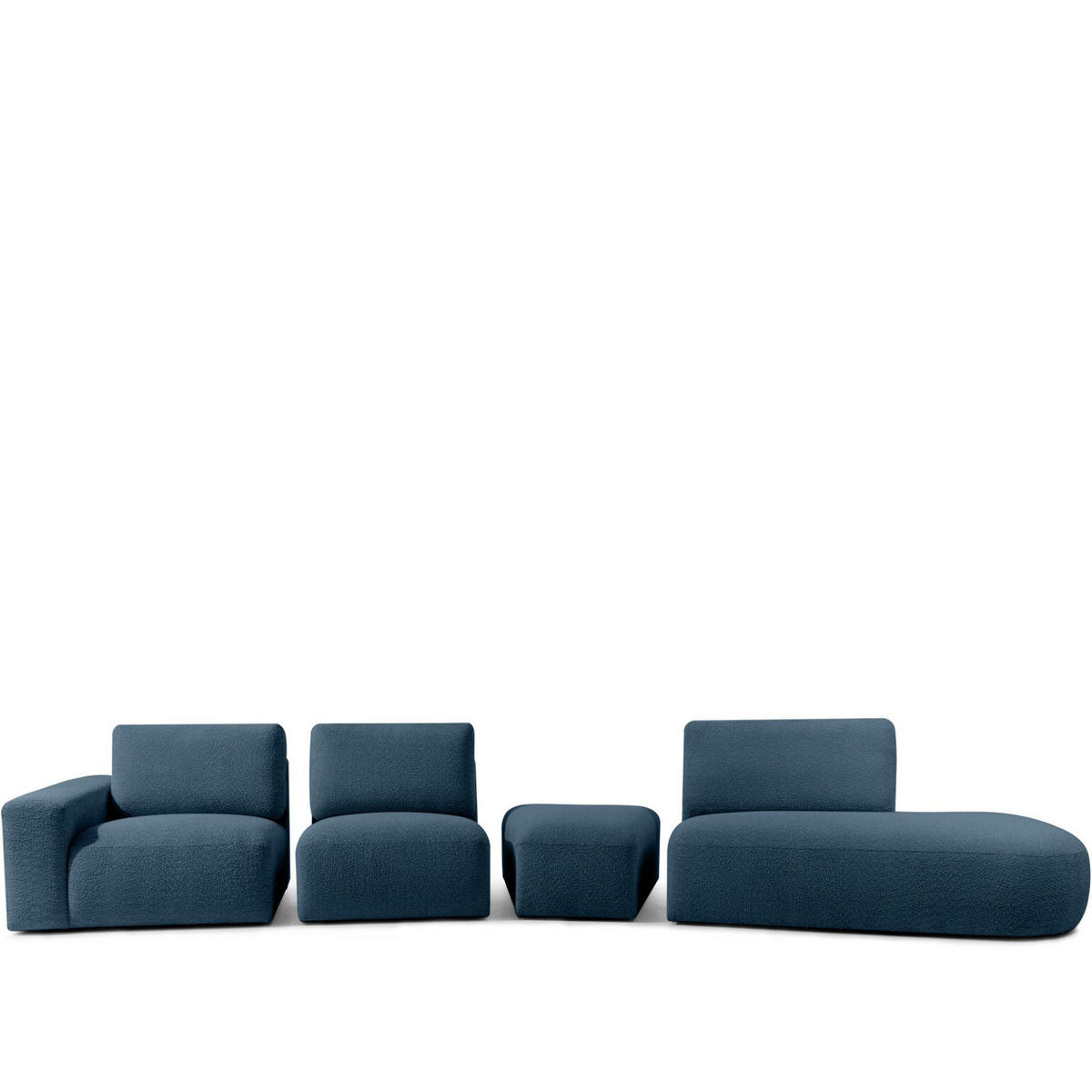 5-SITZER ECKSOFA ZUCCO Boucle rechts, Nachtblau - Dunkelblau, Textil (430/84/105cm) - KONSIMO®
