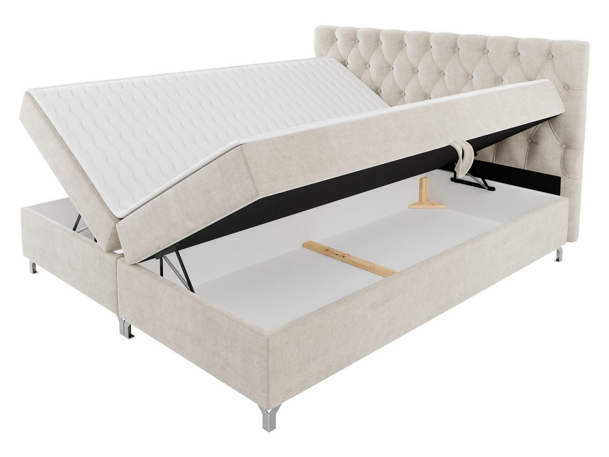 BOXBETT Chester 2 - Silberfarben/Schwarz, Holz/Textil (140/200cm) - MIRJAN24
