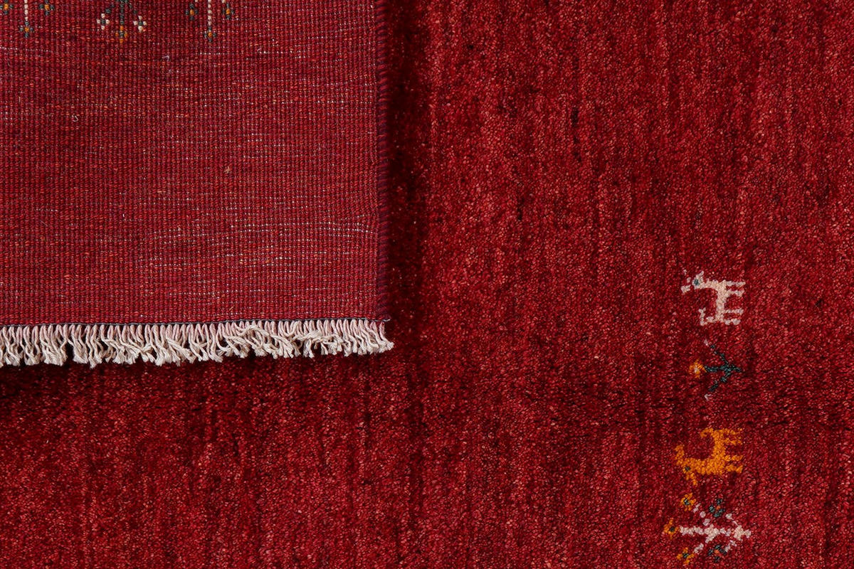 GABBEH-TEPPICH handgeknüpft Rot 193/150 cm Schurwolle - Rot, Textil (150/193cm) - Looma