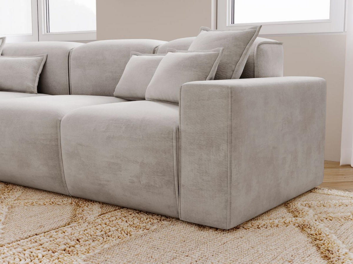 ECKSOFA Leni Hellgrau Links - Hellgrau, Holz/Textil (265/180cm) - Graingold
